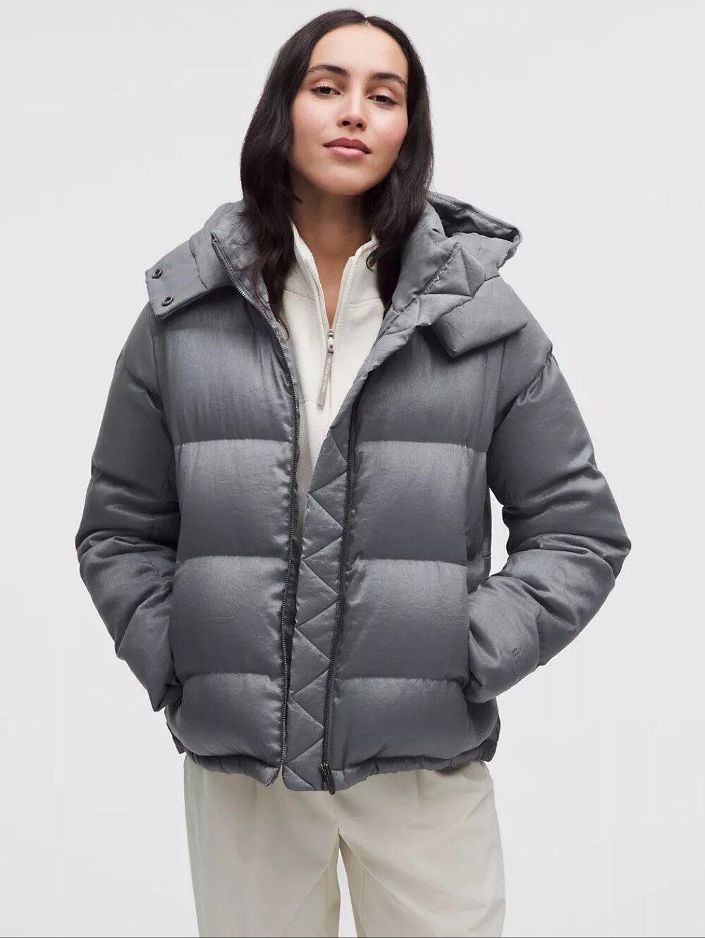 NWOT Lululemon Wunder Puff 600-Down-Fill Jacket Shine Solar Grey